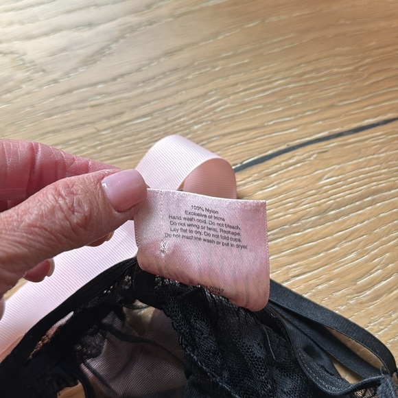 Victoria Secret Sexy Little Things Black/Pink Sheer Lingerie Womens 36B ruffles - Picture 8 of 10